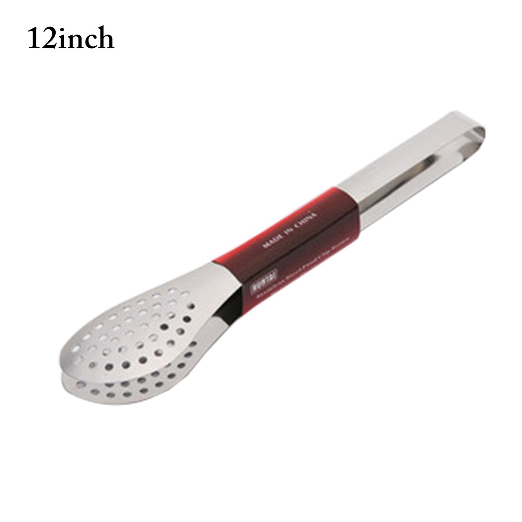 1PCS 5/7/9/12/14 inch Stainless Steel Kitchen Tongs Hollow-out Heavy Duty Barbecue Tongs Food Tongs Salad BBQ Tongs Clip: Silver 12inch
