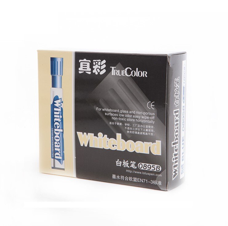 Truecolor 0895B erasable whiteboard pen safe non-toxic writing easy to wipe office supplies: 12pcs blue