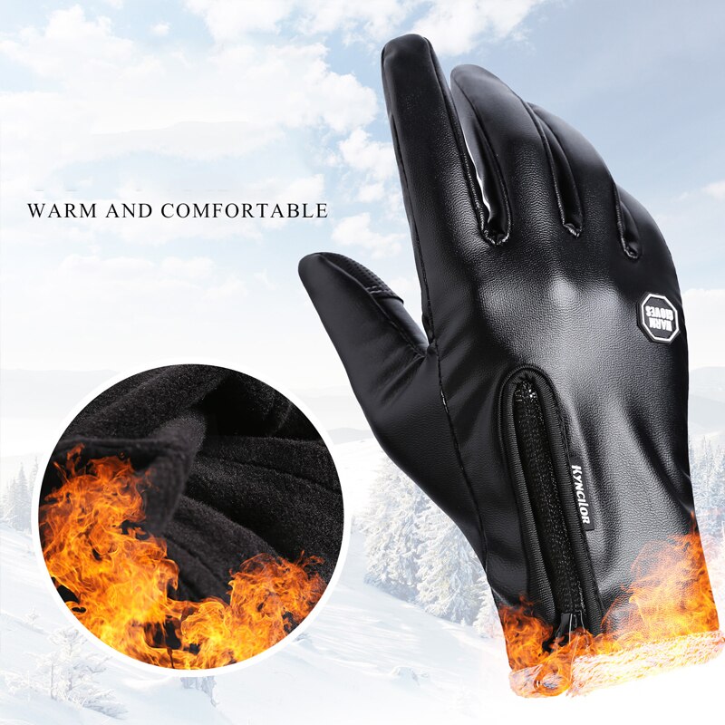 Wanayou heren touchscreen leren wandelhandschoenen winter winddichte thermische full finger fiets handschoen motorrijden sport handschoenen