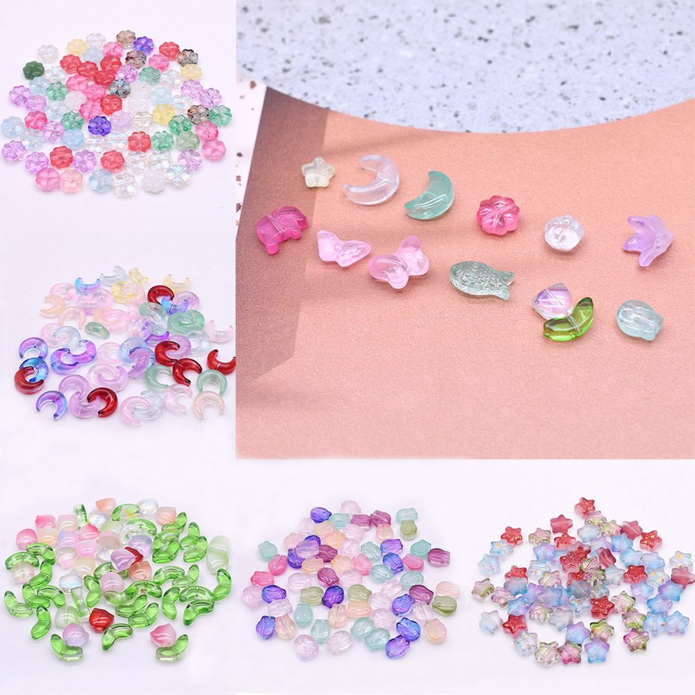 50 stuks 8mm mix kleur ster olifant vis maan bloem kraal tsjechische glas losse kralen voor sieraden maken DIY accessoires handgemaakt