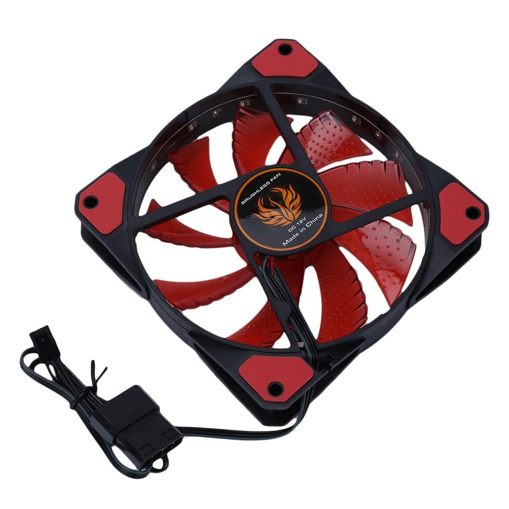 120mm LED Ultra Silent Computer PC Case Fan 15 LEDs 12V With Rubber Quiet Molex Connector Easy Installed Fan: RED