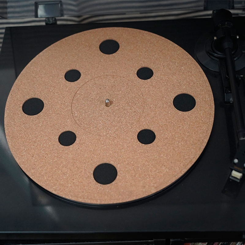 Alfombrilla plana de goma de corcho para tocadiscos, esterilla plana para vinilo LP, tocadiscos para DJs, ayuda a reducir el ruido debido a la estática y el polvo