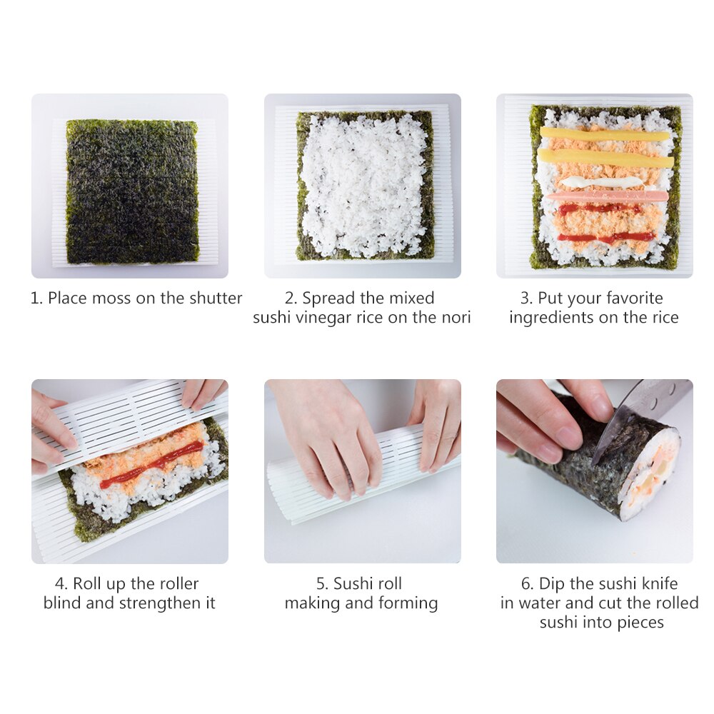 Portable Household DIY Sushi Maker Washable Reusable Sushi Roll Mold Mat DIY Japanese Food Rolling Rice Rolling Maker Roll Pad