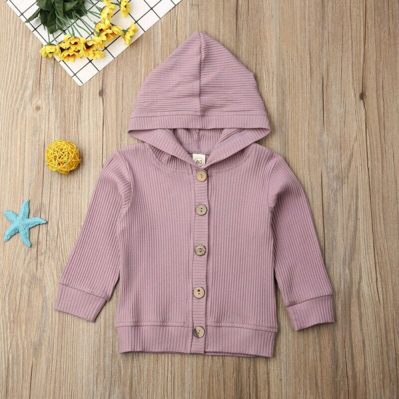 Inafnt Baby Meisje Jongen Gebreide Katoenen Jassen Knit Truien Vest Tops Warm Fall Kleding Solid Lange Mouwen Hooded Jassen 0 -24M