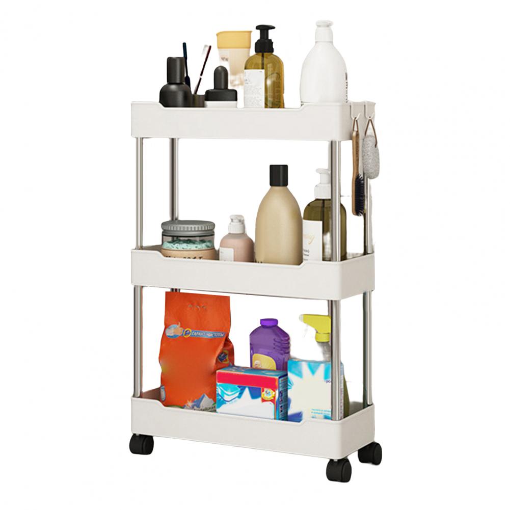 Convenient Storage Cart Strong Load-bearing Storage Shelf 3/4-Tier Organize Slide Out Rolling Rack with Wheels: green