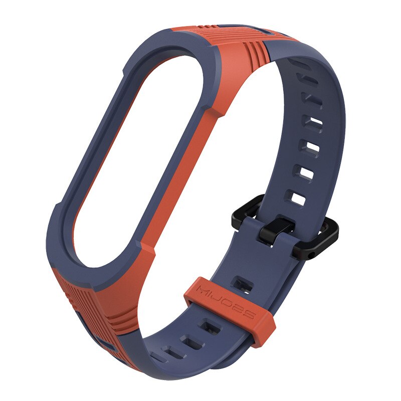 Xiaomi Mi Band 5 4 3 Strap Replacement Wristband Bracelet Silicone Dual Color Watch Band Xiaomi Mi Band Wristband: organgmidnight blue