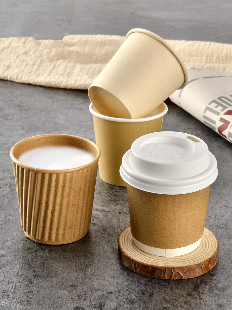 100pcs Net red 4oz 100ml small paper cups double layer dispsoable coffee cup birthday party favor milk tea beverage cup with lid