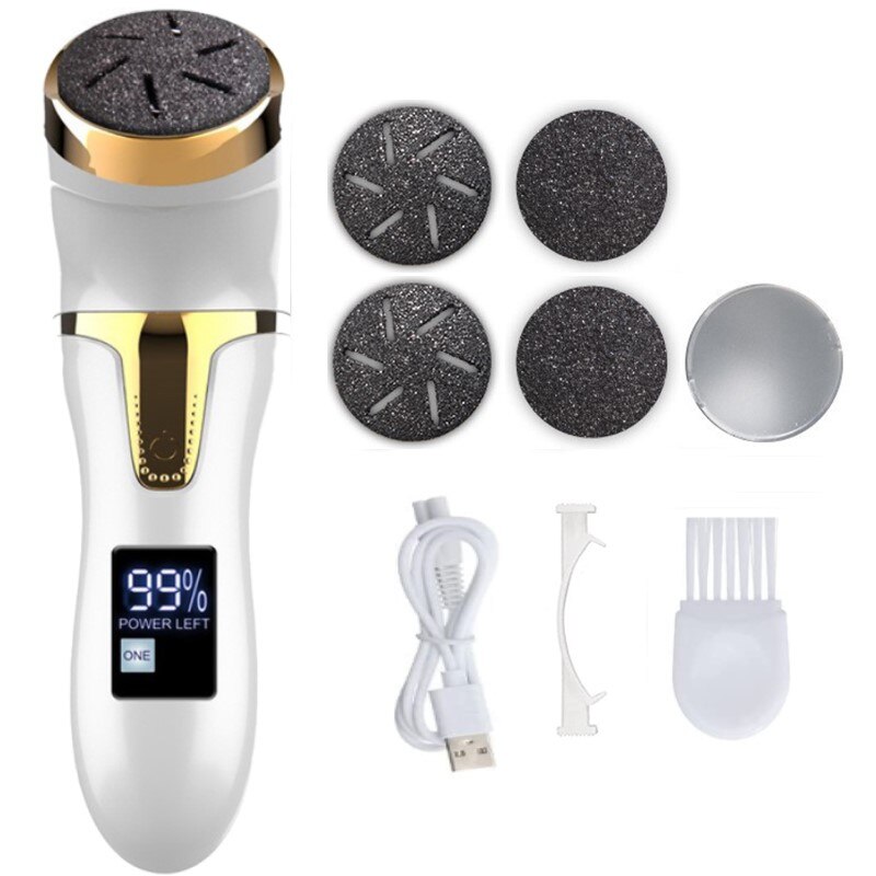 Oplaadbare Elektrische Voet Bestand Elektrische Pedicure Sander IPX7 Waterdichte 2 Snelheden Voet Eelt Remover Voeten Dode Huid Eelt: 5 head white