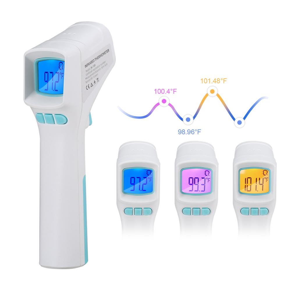 Digitalt øre pandetermometer lcd infrarød babytermometer berøringsfri kropstemperaturmåler temperatur med feberalarm