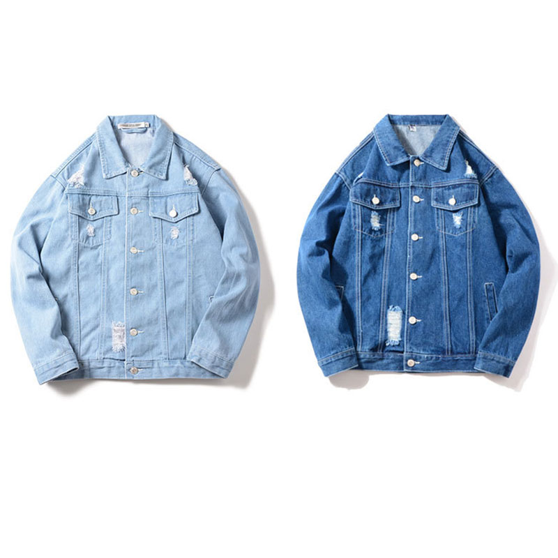 Mode Denim Jas Mannen Brak Gat Lente Paar Losse Koreaanse Jeans Jacket Vintage Casual Japanse Single-Breasted Mannelijke Jassen