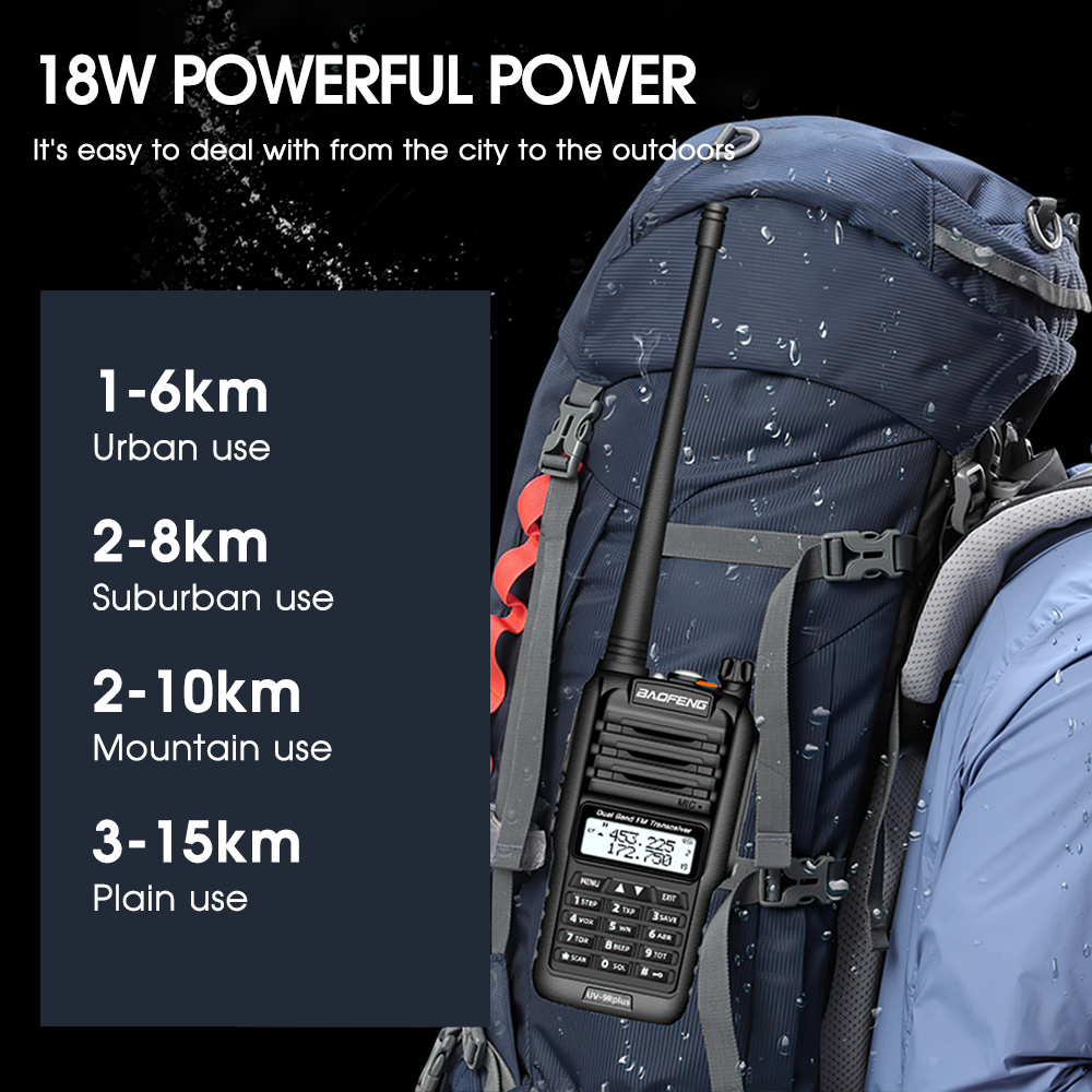 Til baofeng uv -9r plus 15w kraftfuld håndholdt transceiver med uhf vhf dual band walkie talkie skinke  ip67 vandtæt tovejs radio