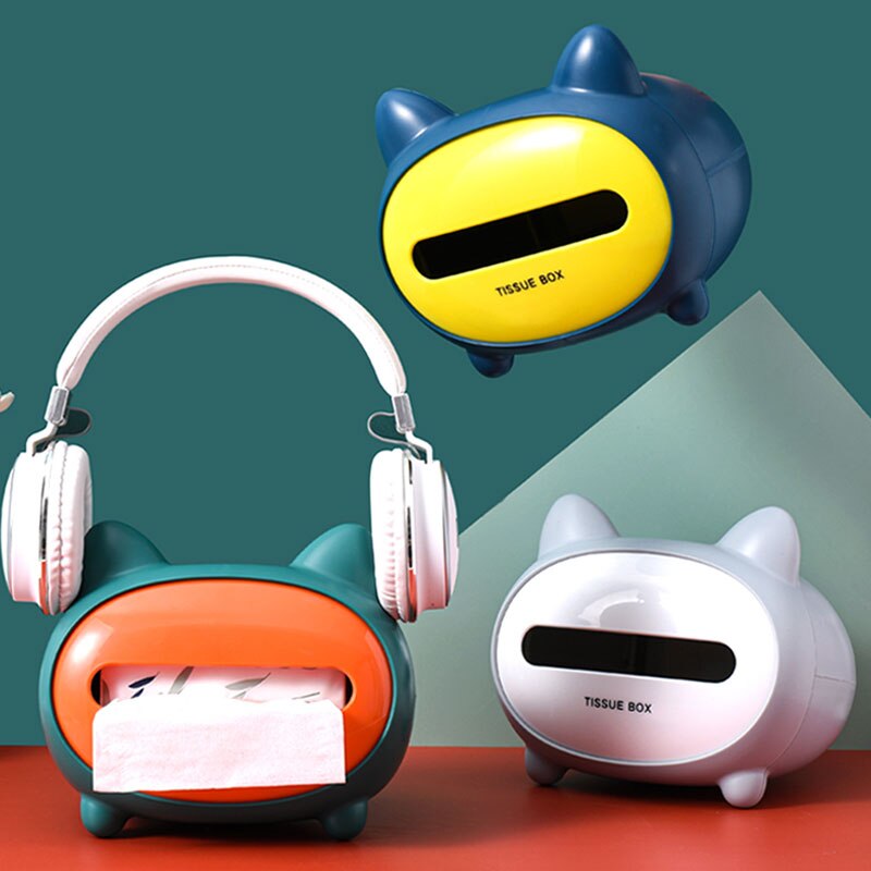 Cartoon Abs Kat Model Tissue Doos Leuke Kitty Dispenser Opslag Houder Servet Case Organizer