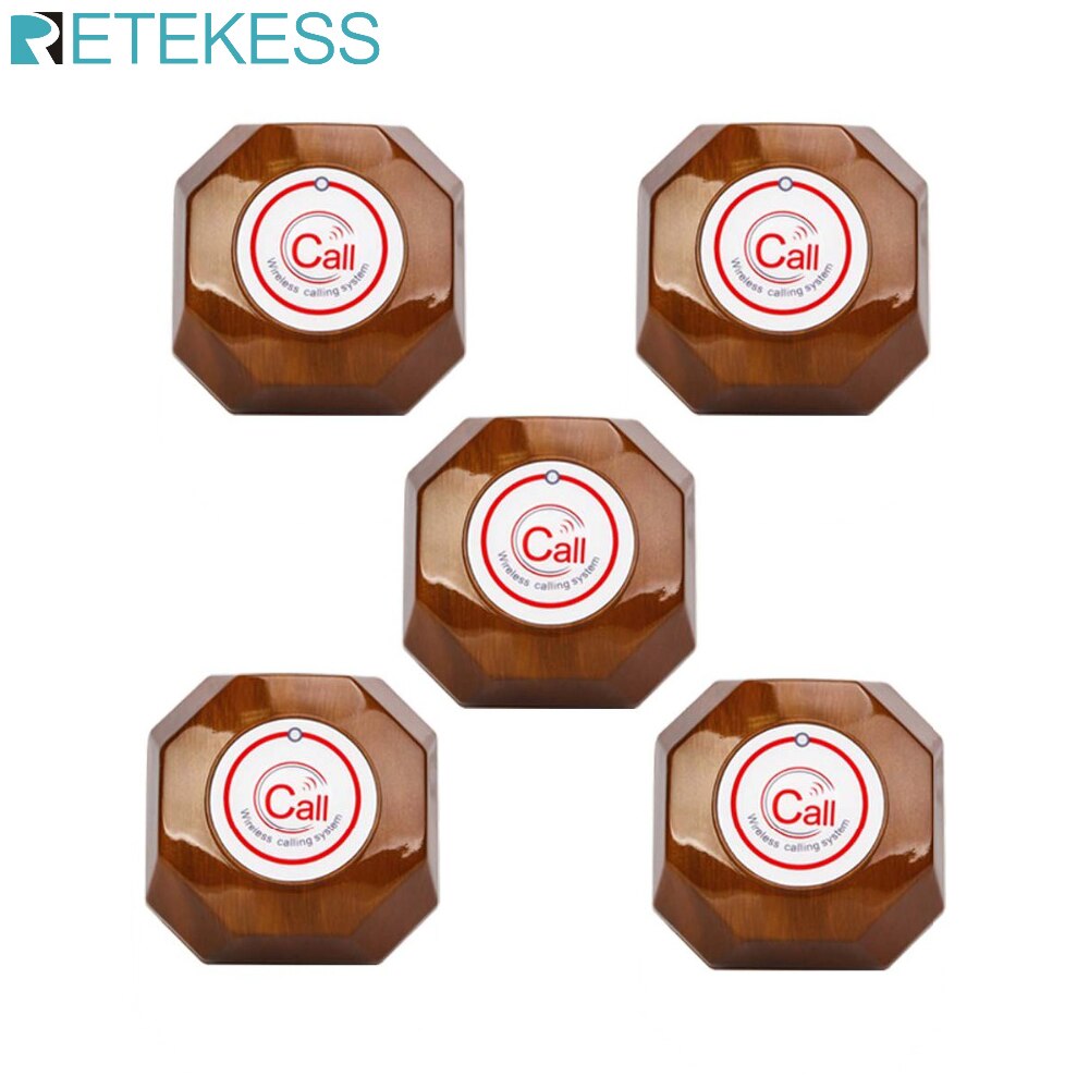 5pcs Retekess T133 Call Pager 433MHZ Wireless Waiter Call Button Transmitter For Restaurant Hotel Office Clinic