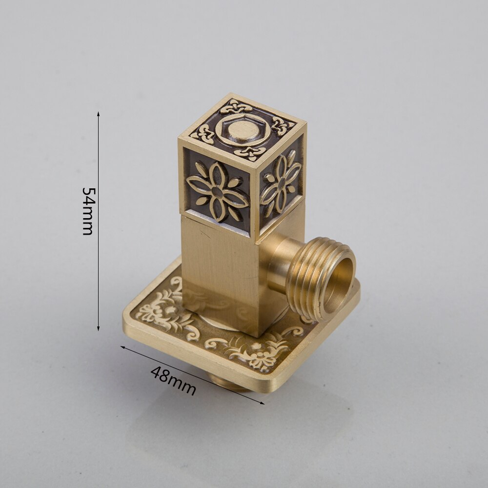 JIENI Solid Brass Antique Brass Bathroom Control Valve Angle Stop Valve 1/2 Male Thread Water Outlet Faucet Accessories: 02