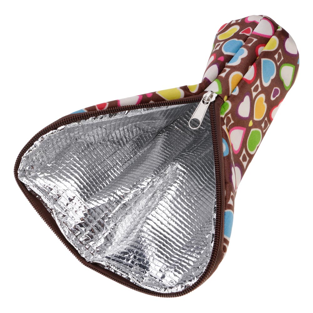 Baby Bottle Thermal Bag Durable Milk Insulation Tote Portable For Outdoor, Picnic, Camp Can Be Hung Infant Stroller Brown Heart