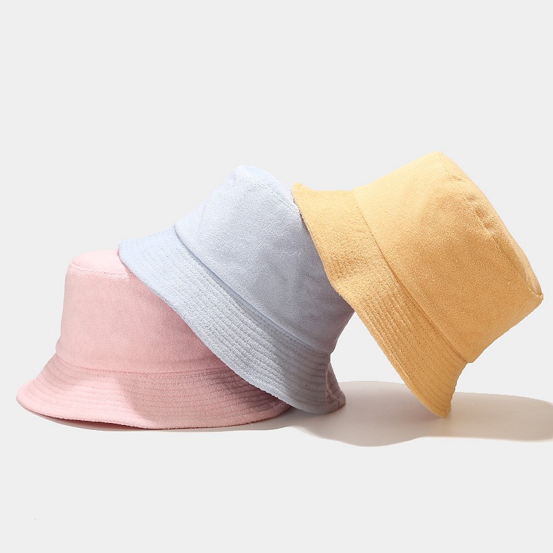 Towel Material Soft Bucket Hat Women Men&#39;s Autumn Winter Japanese Literature Solid Color Bob Hat Panama Cap