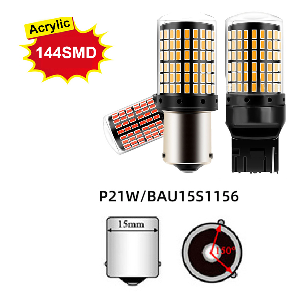 2x P21W PY21W bombilla LED para coche Ba15s 1156 Bau15s T20 WY21W W21W 7443 luz de señal LED de alta potencia Canbus sin error lámpara de marcha atrás automática: Rojo / Azul