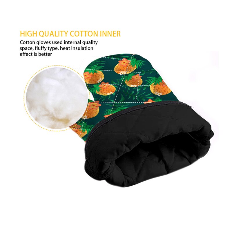 High Heat Protect Gloves Cute Cartoon Cat Print Polyester Microwave Oven BBQ Mitt Potholder Kitchen Mittens and Pad for Cooking
