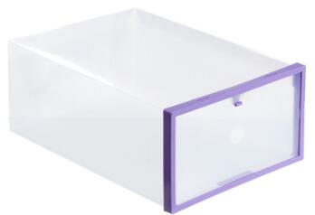 2PC Shoe Organizer Shoe Storage Box Plastic Shoe Box Transparent Rangement Chaussure Shoe Cabinet Make Up Organizer Plastic Box: purple shoe box