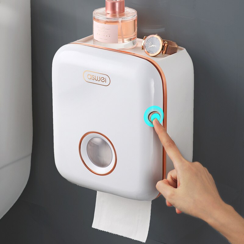 Wall Mount Toilet Paper Holder Waterproof Bathroom Tissue Storage Box Home Free Punch Roll Paper Organizer Bathroom Accessories