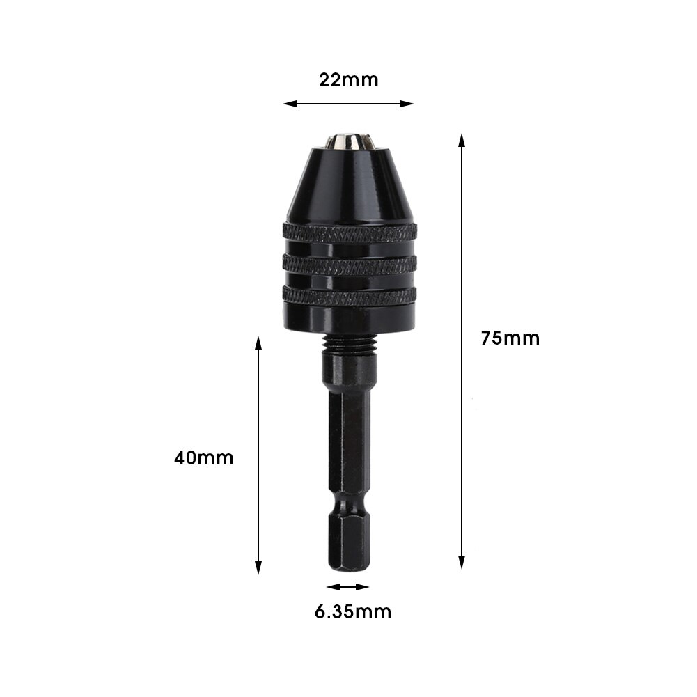 Keyless Drill Chuck 6.5mm Hex Shank Electric Screwdriver Drill Chuck Adapter Quick Change Converter Drill Bit Tool: H01455