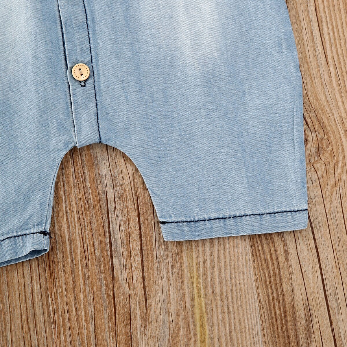 0-18M Neugeborenen Baby Jungen Denim Strampler Tier Kurzarm Drehen Unten Kragen Sommer Overalls Kleidung