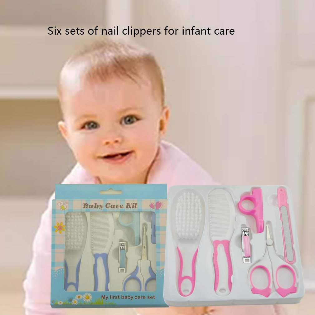 Conjunto de cuidado de manicura para bebé, Set de 6 piezas para cuidado Maternal e infantil, tijeras para uñas, peine, cepillo, cortauñas