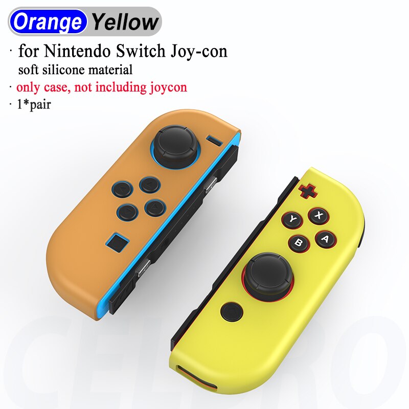 1 Paar Case Voor Nintendo Switch Joycon Vreugde Con Controller Behuizing Shell Cover Voor Nintendoswitch Joystick Bescherming Vervanging: Orange Yellow