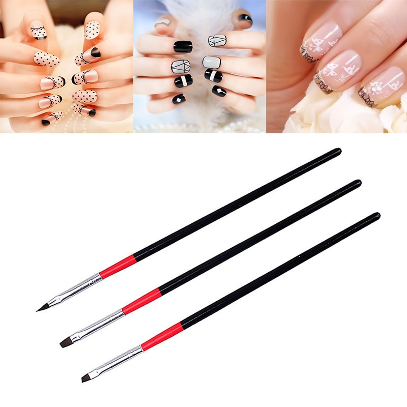 3 Stk/set Nail Art Brush Acryl Uv Nail Gel Extension Builder Tekening Pen Borstel Gradiënt Uv Gel Pen Manicure Tool