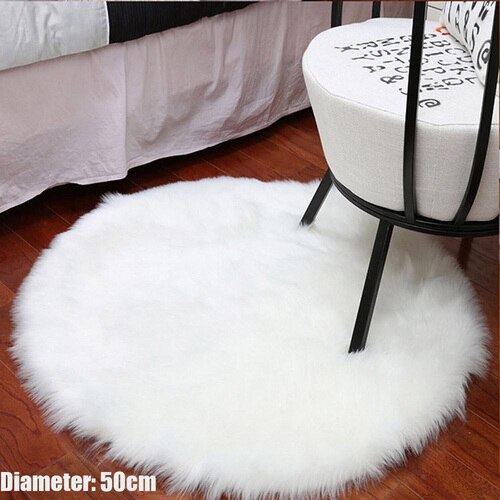 Tapis rond simple et moelleux, 50cm, pour chambre à coucher