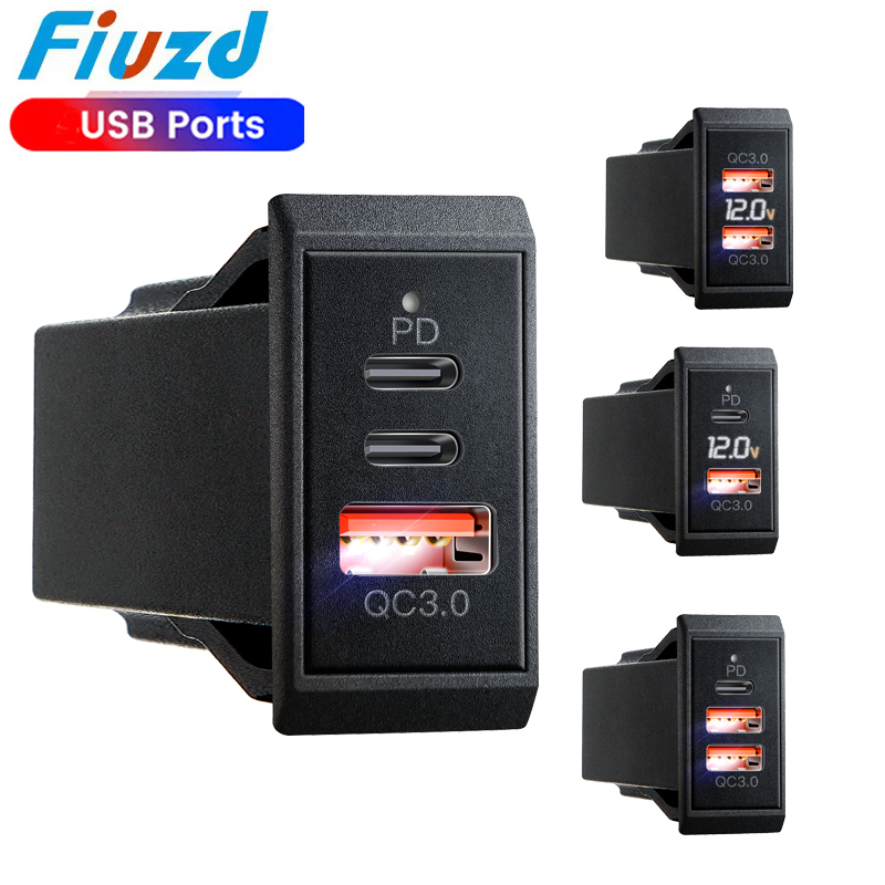 Biluttag 12v 24v usb-uttag 54w dubbla pd usb-c-portar snabbladdning 3.0 usb-laddningsuttag för passat  b8 b7 b6 b5 tillbehör
