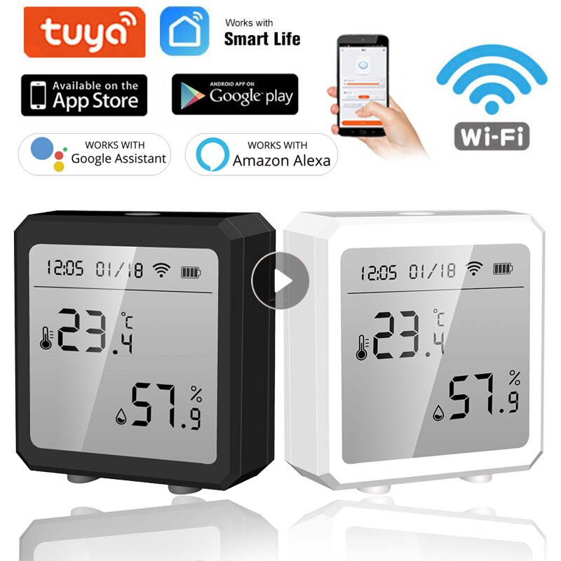 Tuya Smart Life WIFI Temperature And Humidity Sensor Indoor Hygrometer Thermometer With LCD Display Alexa Google Assistant