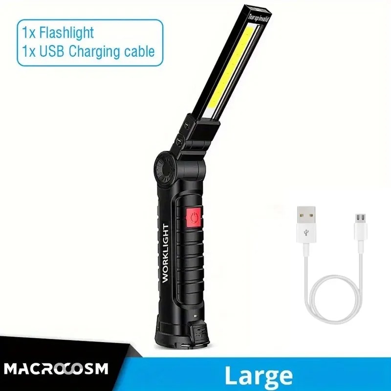 Linterna LED recargable por USB para acampar, luz de trabajo con imán y gancho IP64, resistente al agua, 5 modos de iluminación, adecuada para trabajo nocturno: changeable