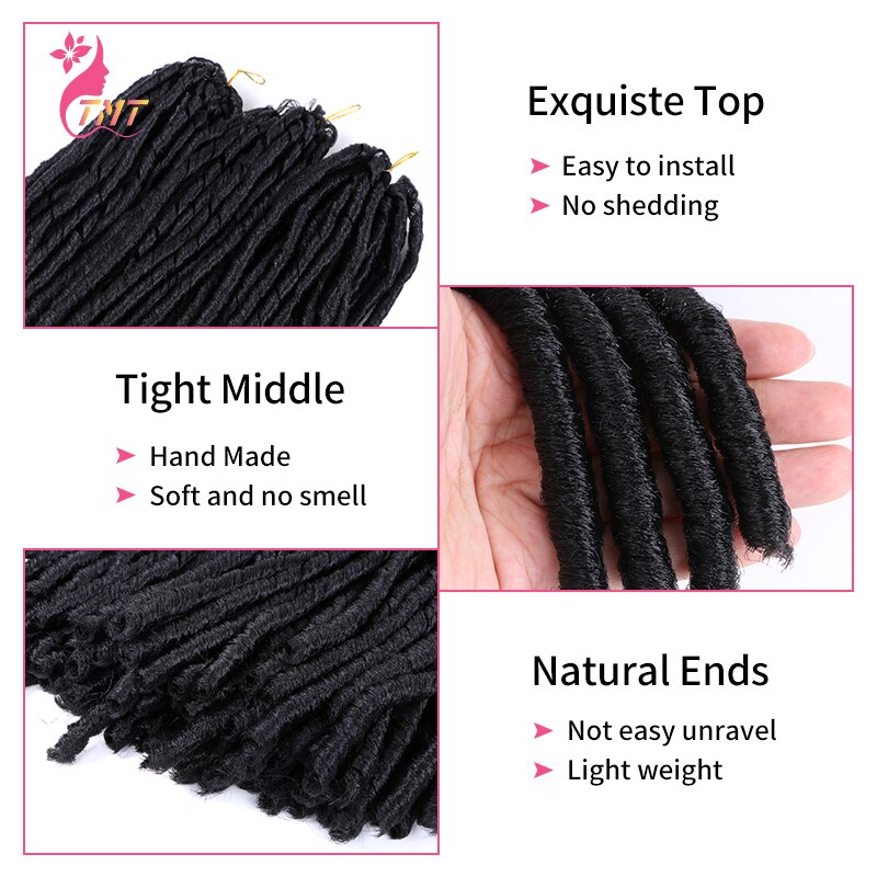 Trenzas de pelo trenzado de ganchillo para mujer, pelo sintético suave de imitación, 14 pulgadas, trenzas de ganchillo Jumbo, extensiones de cabello TMT