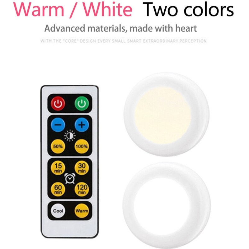 Wireless RGB RGBW LED Puck Light with Remote Control For Kitchen Wall Wardrobe