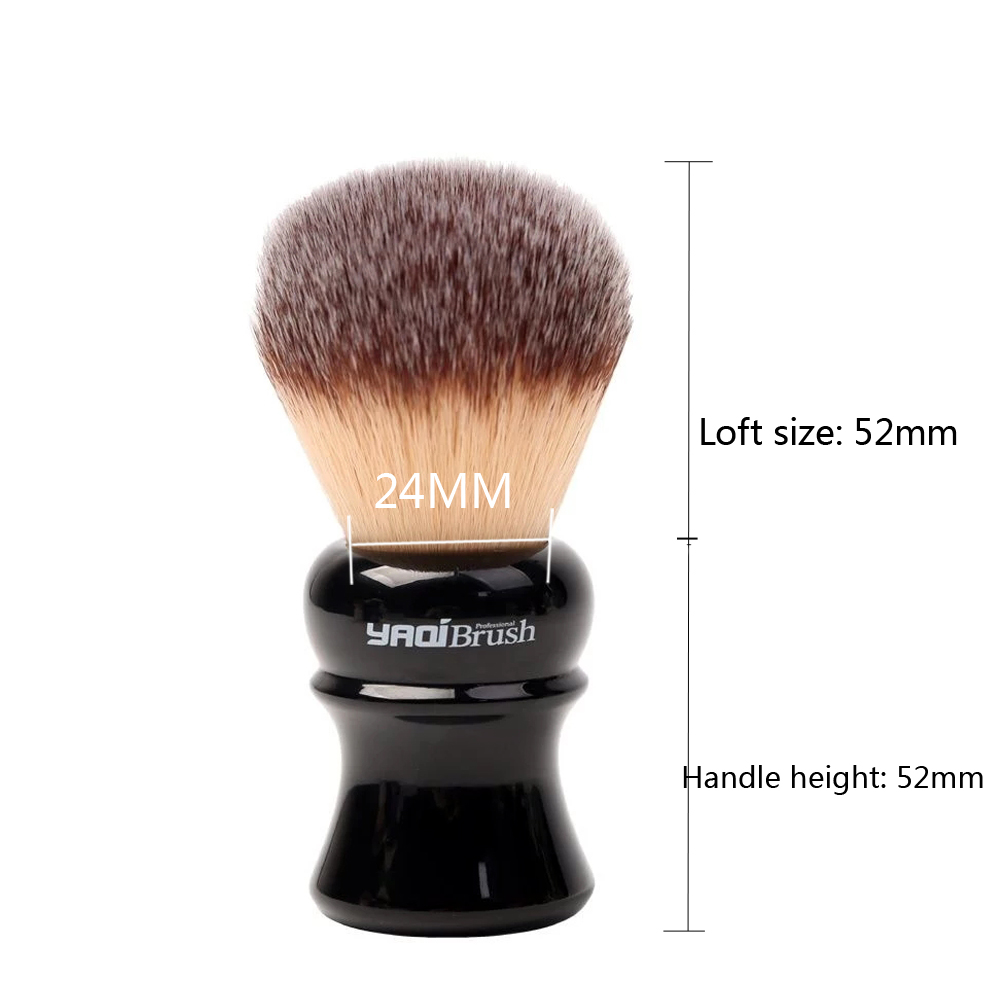 Yaqi-brosse de rasage, poils synthétiques jaunes, avec poignée noire, 24mm, mèche humide