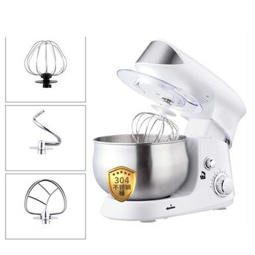 3.5L Stainless Steel Bowl Electric Stand Food Mixer Cream Blender Knead Dough Cake Bread Chef Machine Whisk Eggs Beater EU: White