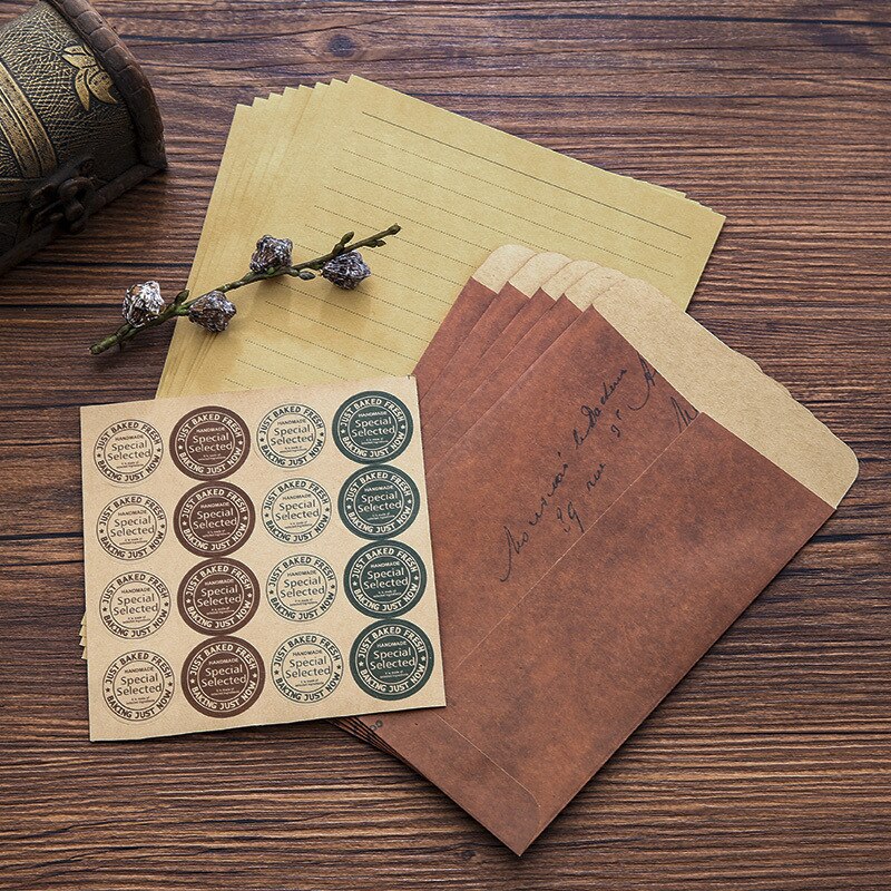 Klassieke Kraft Schrijven Papers Envelop Set Vintage Craft Romantische Minnaar Huwelijksuitnodiging Envelop Cadeau Envelop Stickers