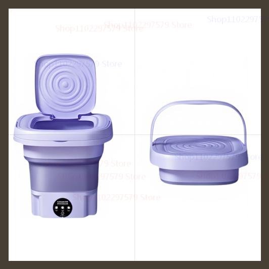 8L Foldable Washing Machine with Drain Hose Full Automatic Mini Laundry Machine for Apartment Dormitory Hotel Portable Washer: Yellow