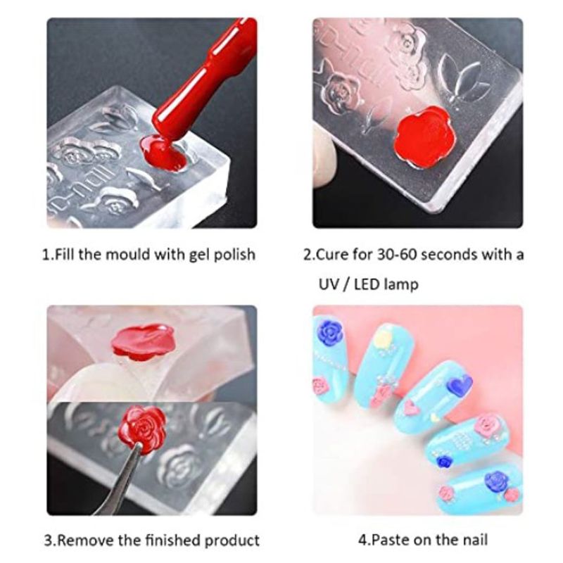 12Pcs Mini Nail Art Silicone Mold Leaves Flower Animals Template Resin Molds Kit Resin Mold Jewelry Making Tools