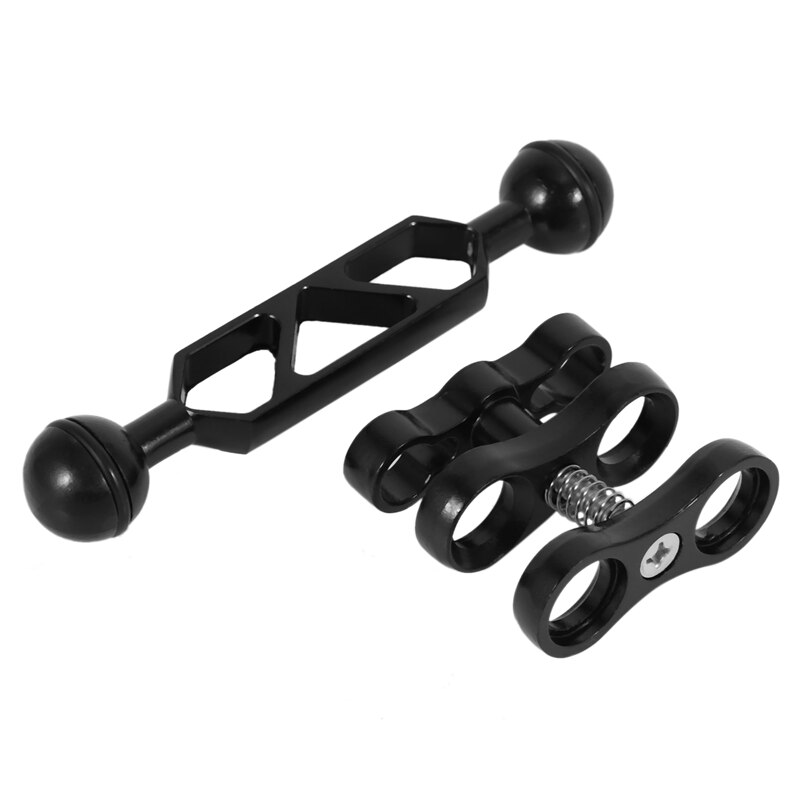 Aluminum Diving Light Torch Dual Ball Joint Arm & Butterfly Clip Clamp Mount for Underwater Photography Camera