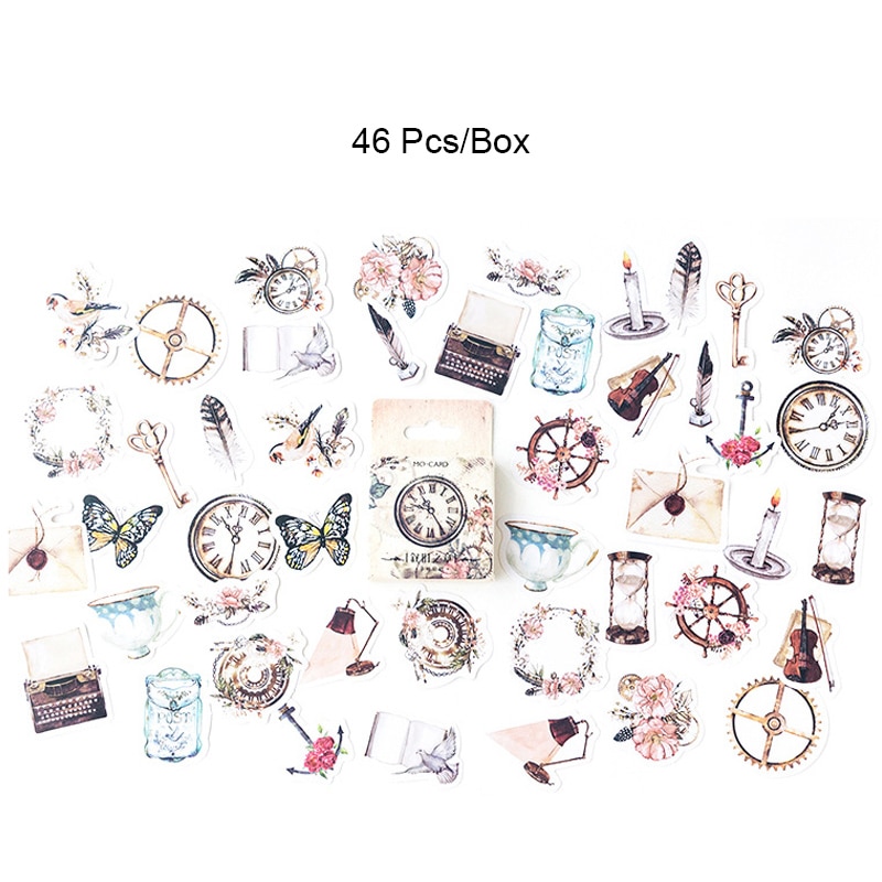 Lote de 46 unidades de pegatinas vintage gótico mini, pegatina de papel para decoración, manualidades DIY pegatinas para, diario, planificador de colección de recortes, etiqueta adhesiva kawaii