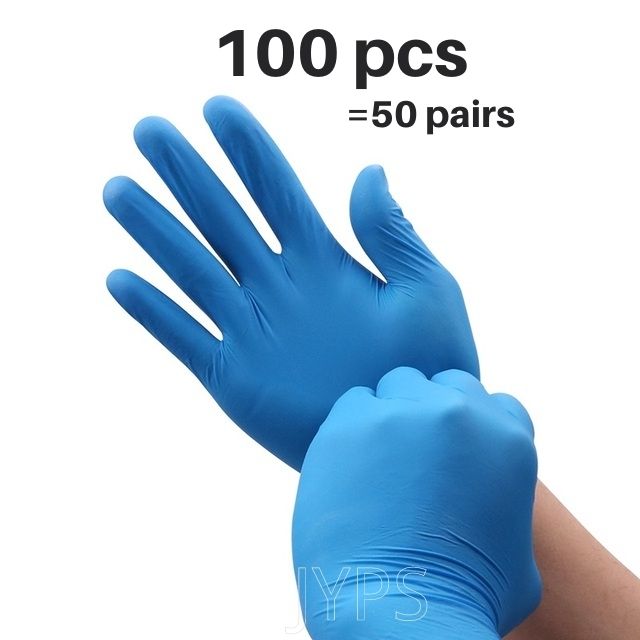 Gant synthétique en Nitrile, 100 pièces, noir et bleu, de alimentaire, étanche, sans allergie, jetable, pour le travail en cuisine et en laboratoire: blue with box / M