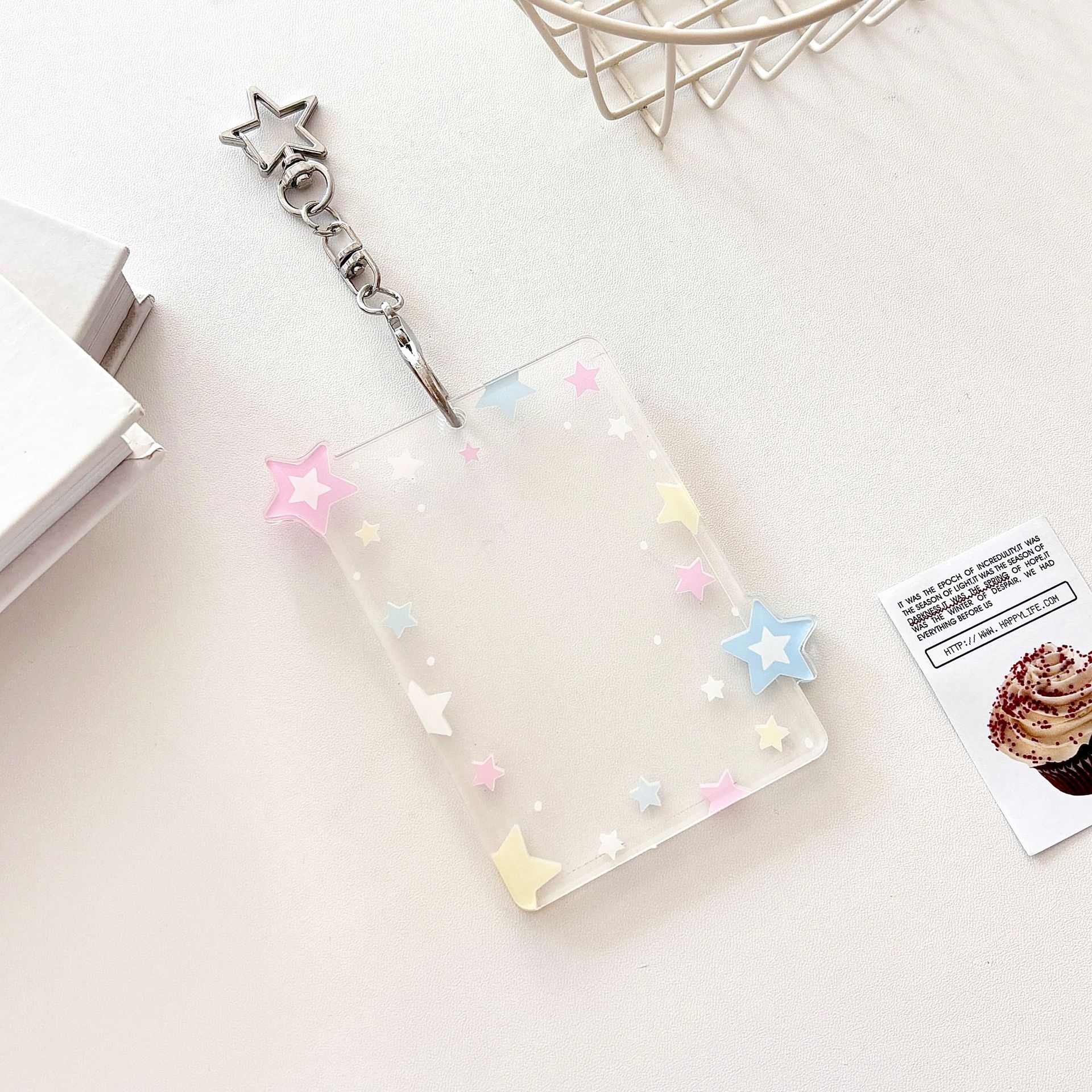 Y2k Acrylic Photocard Holder Key Chain INS Ins Idol Photo Card Holder Decorative Student ID Badge Holder Girls Card Sleeves: Dark Grey