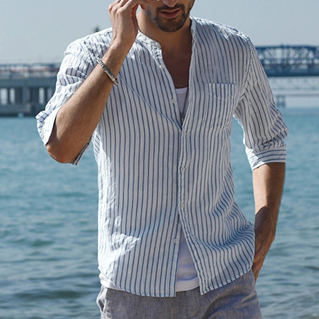 PARKLEES Heren Slim Fit Lange Mouw Button Up Casual Band