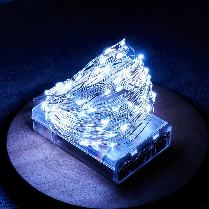 Silver Wire Festoon LED Light String Garden Outdoor Battery Box Garland Lamp for Wedding Camping Party Home Room Decoration