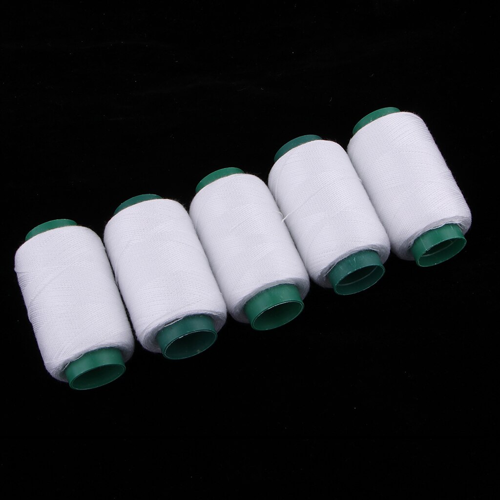 5Pcs Sewing Thread - 219 Yards Polyester Thread Sets Spools Thread for Sewing Machine or Hand Sewing Multi Use: White