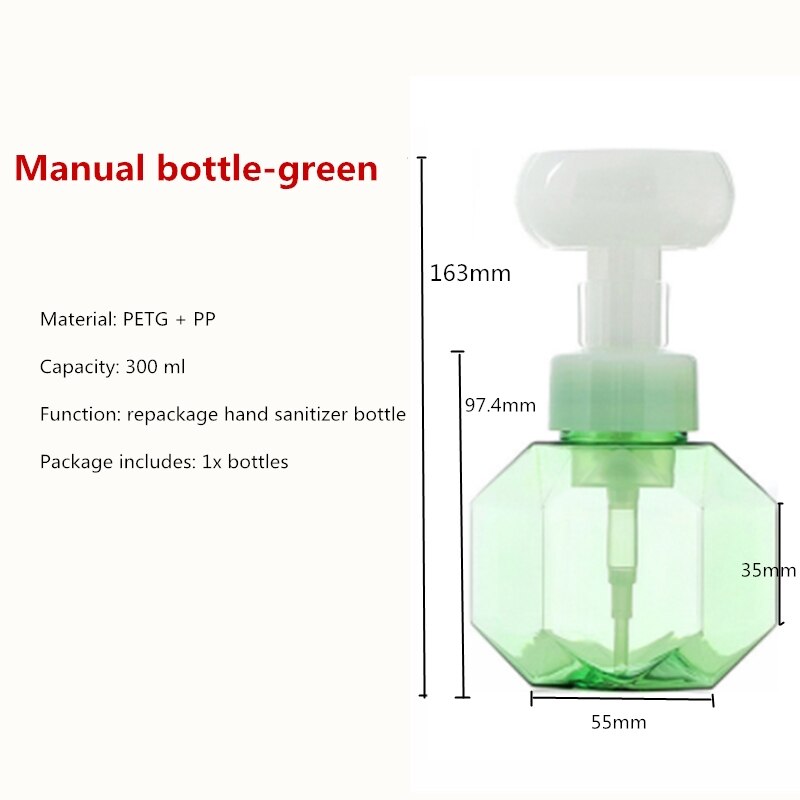 Auto Liquid Soap Foam Dispenser Rechargeable With Temperature Display Touchless Sensor Smart Hand Sanitizer Machine for Bathroom: Manual bottle-green
