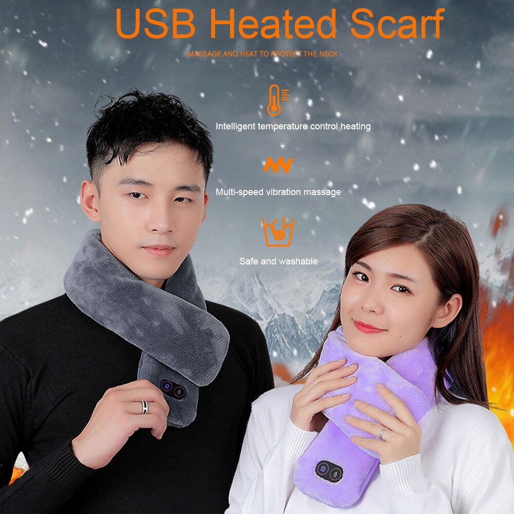 Kvinder mænd sjal vinter varm usb opvarmet tørklæde smertelindring temperaturkontrol skulder par hals wrap massage blød cervikal