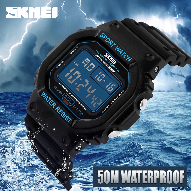 Reloj deportivo Digital SKMEI 1134 para hombre, reloj de pulsera resistente al agua con cronógrafo y alarma para exteriores